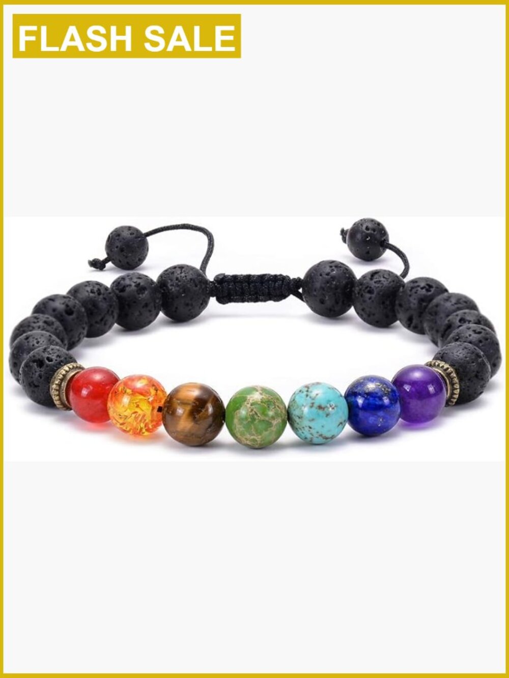 7 Chakra Lava Rock Beaded Stretch Bracelet Adjustable Yoga Stress Relief